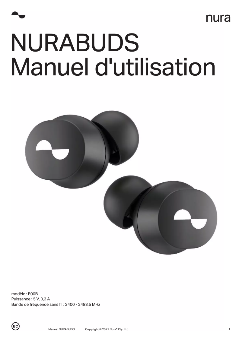 Page n°1 - Manuel utilisateur Nura NuraBuds