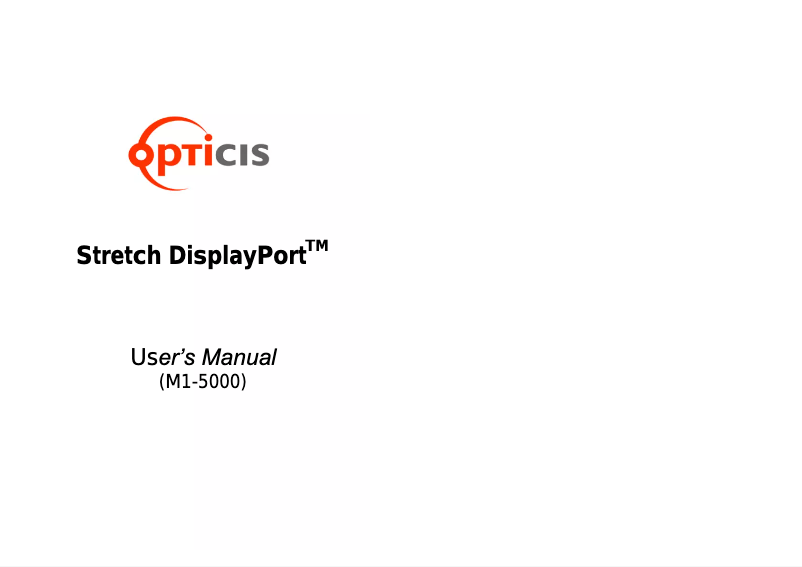 Page n°1 - Manuel utilisateur Opticis M1-5000-10