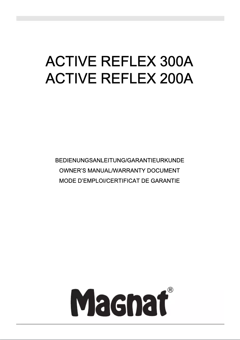 Page 1 de la notice Manuel utilisateur Magnat Active Reflex 200A Series II