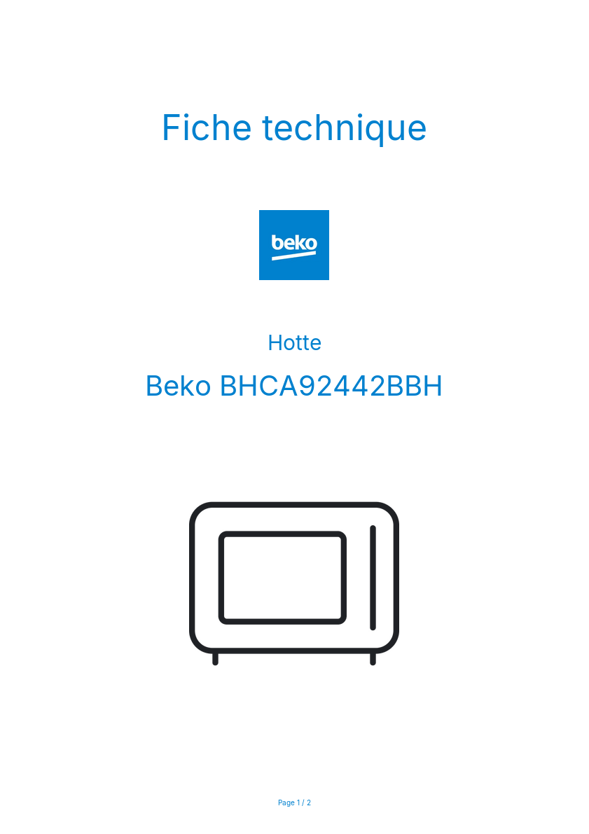 Image de la première page du manuel de l'appareil BHCA92442BBH