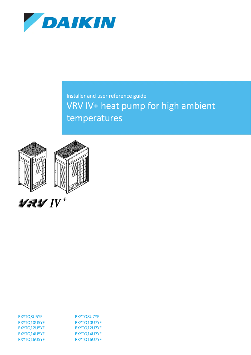 Page 1 de la notice Manuel utilisateur Daikin RXYTQ30U5YF