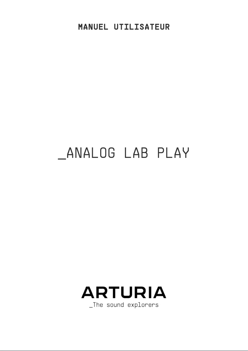 Page 1 de la notice Manuel utilisateur Arturia Analog Lab Play