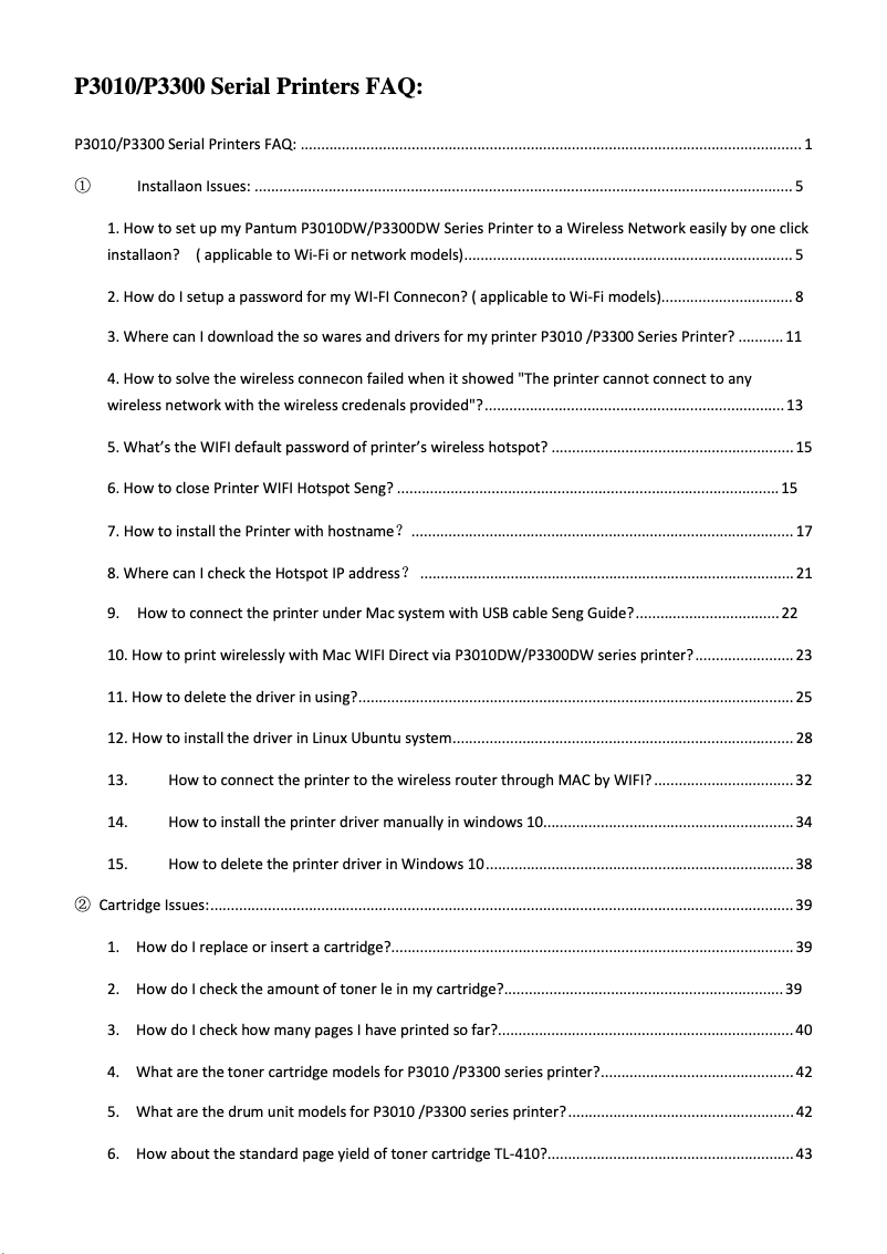 Page n°1 - FAQ Pantum P3010DW