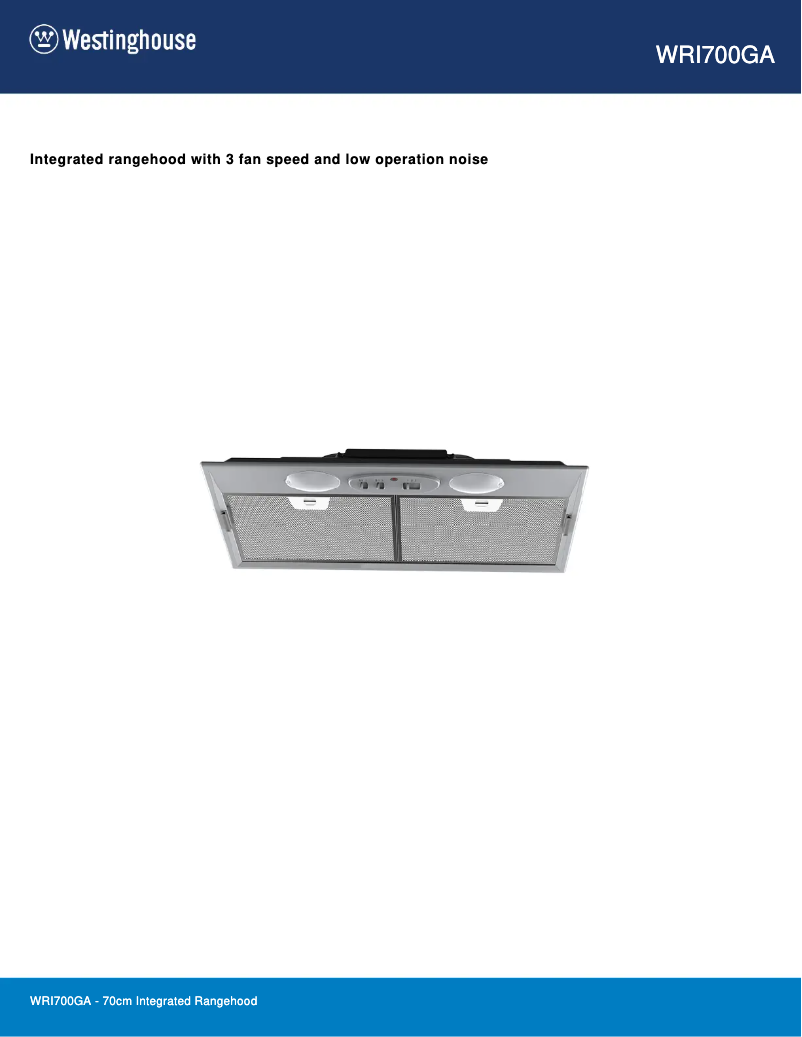 Page 1 de la notice Fiche technique Westinghouse WRI700GA