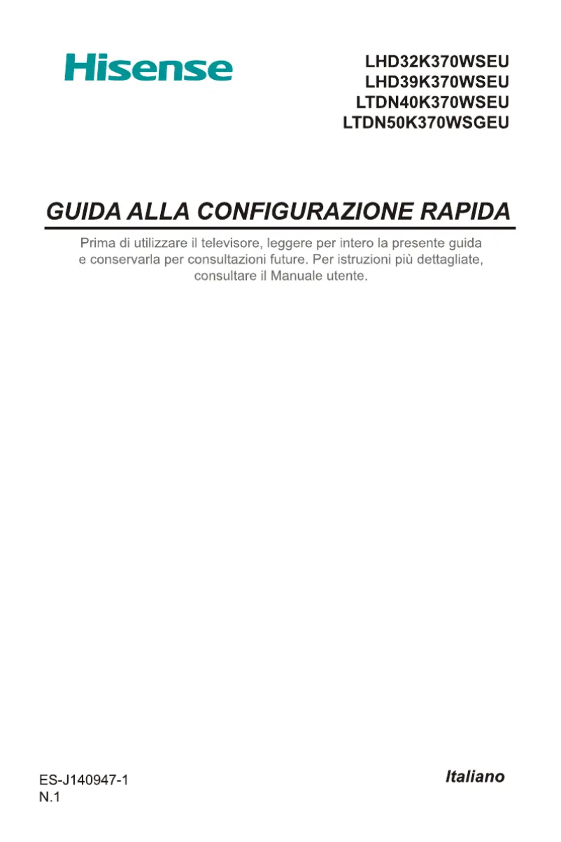 Page 1 de la notice Manuel utilisateur Hisense 39K370