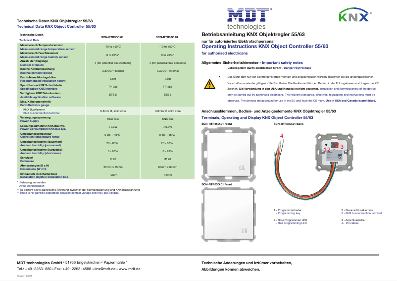 Page 1 de la notice Manuel utilisateur MDT SCN-RTR63O.01
