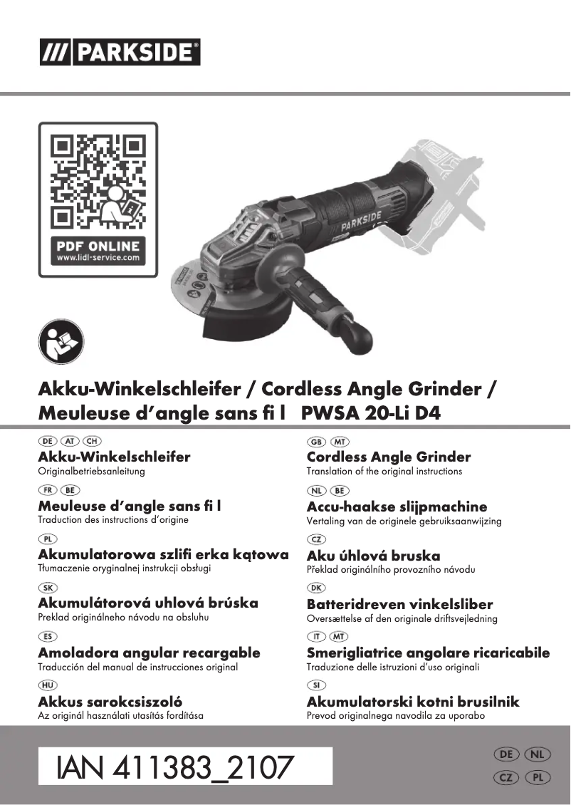 Page n°1 - Manuel utilisateur Parkside PWSA 20-Li C3