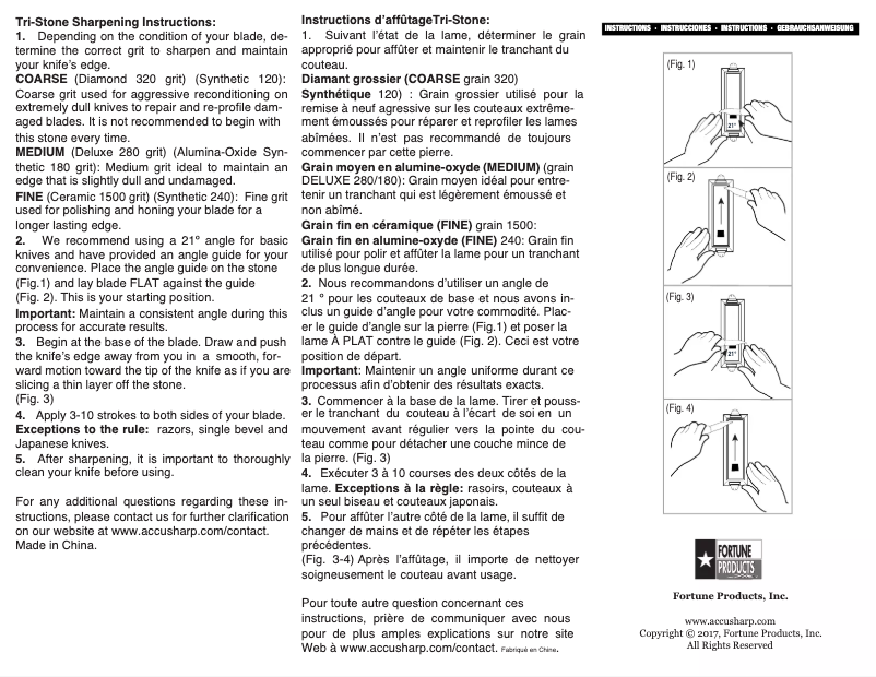 Page n°1 - Manuel utilisateur AccuSharp Deluxe Tri-Stone