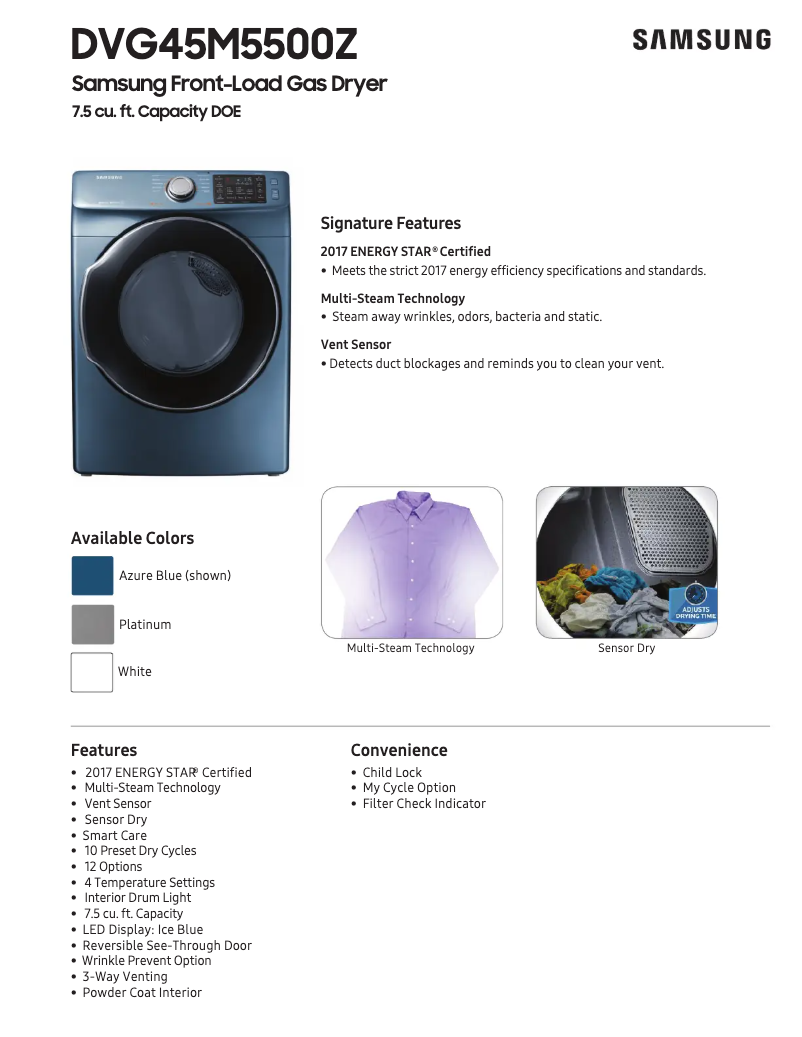 Página 1 del manual Ficha técnica Samsung DVG45M5500