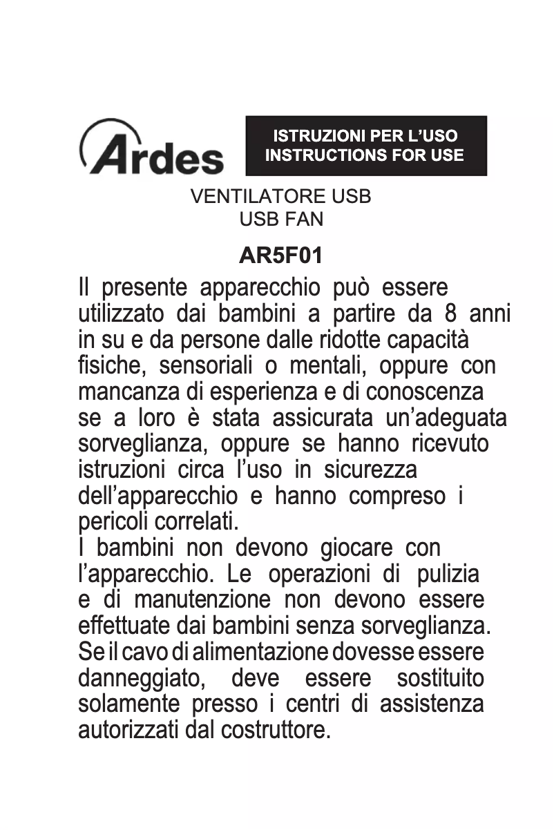 Image de la première page du manuel de l'appareil AR5F01B