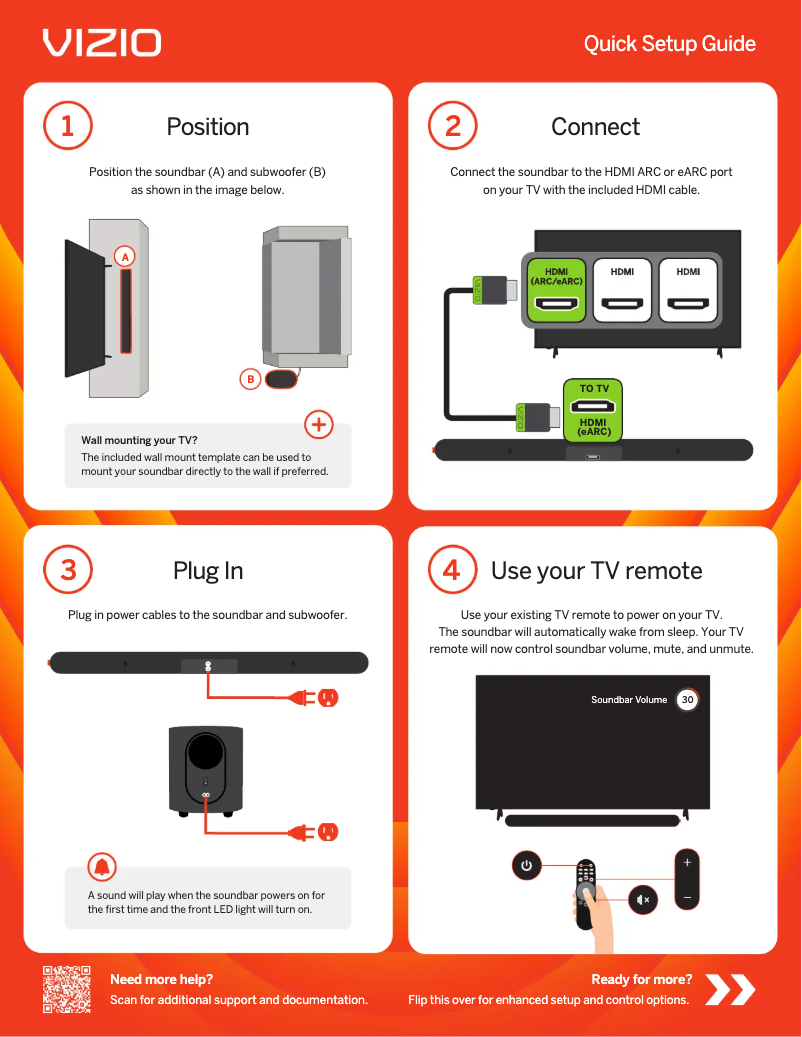 Page 1 de la notice Guide de démarrage rapide VIZIO SV210X-0805