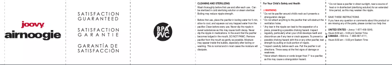 Page 1 de la notice Manuel utilisateur Joovy Airnoogie