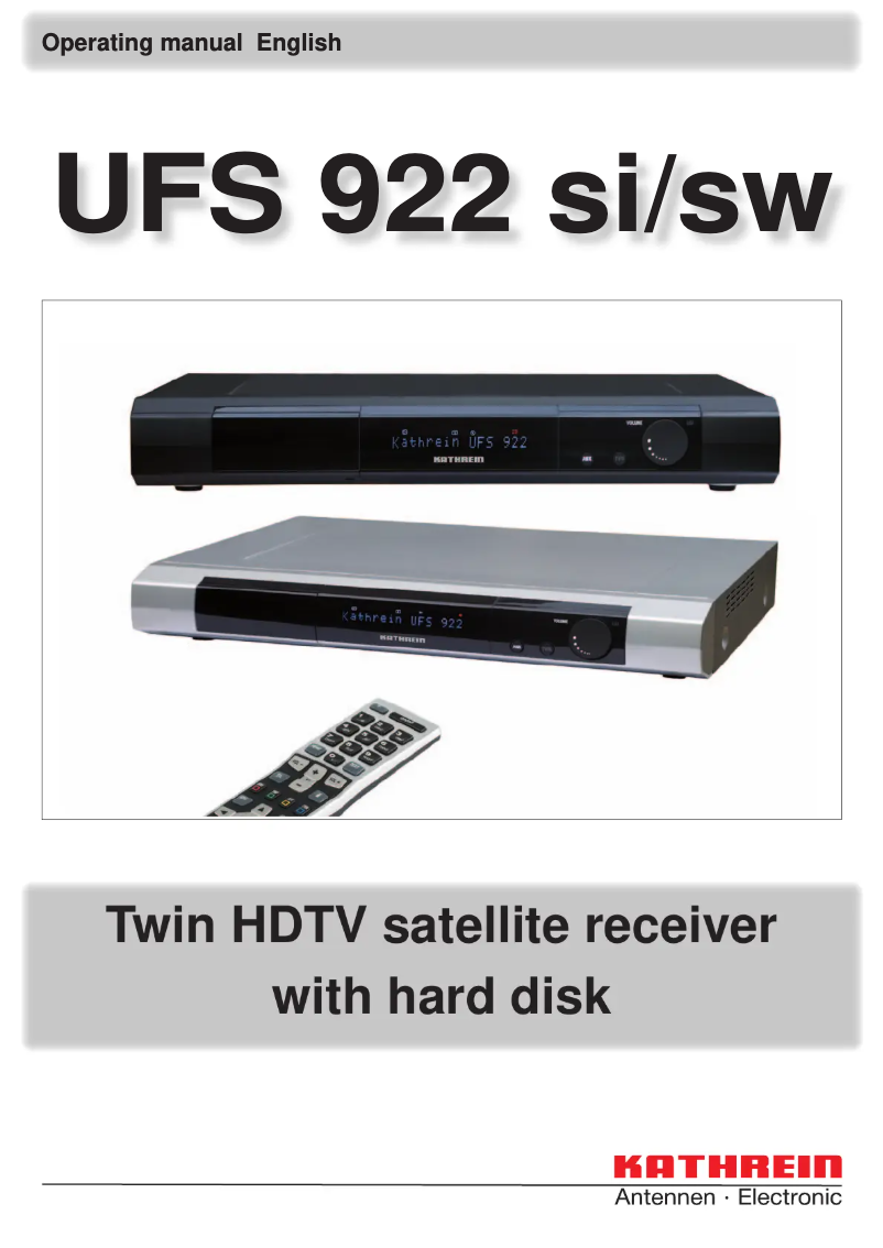Page n°1 - Manuel utilisateur Kathrein UFS 922