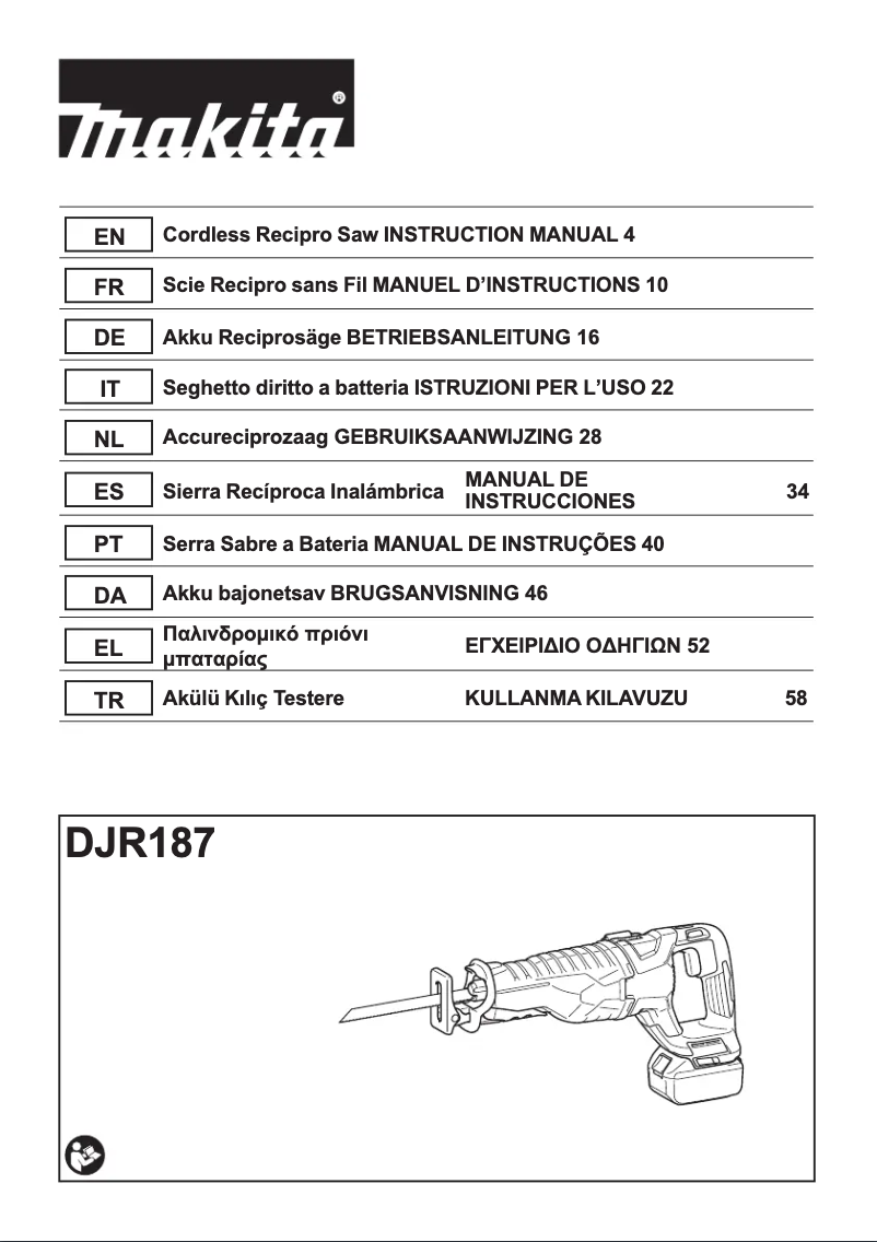 Page 1 de la notice Manuel utilisateur Makita DJR187