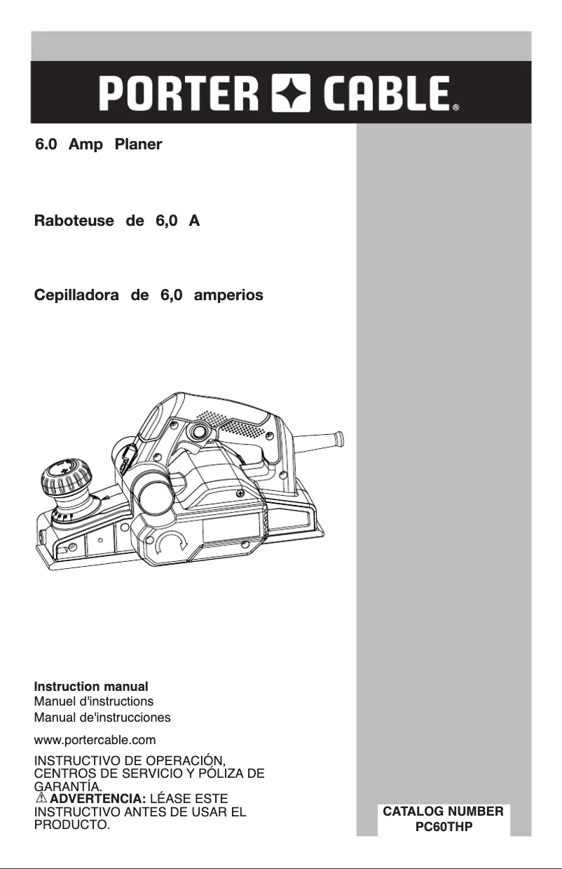Page 1 de la notice Manuel utilisateur Porter-Cable PC60THP