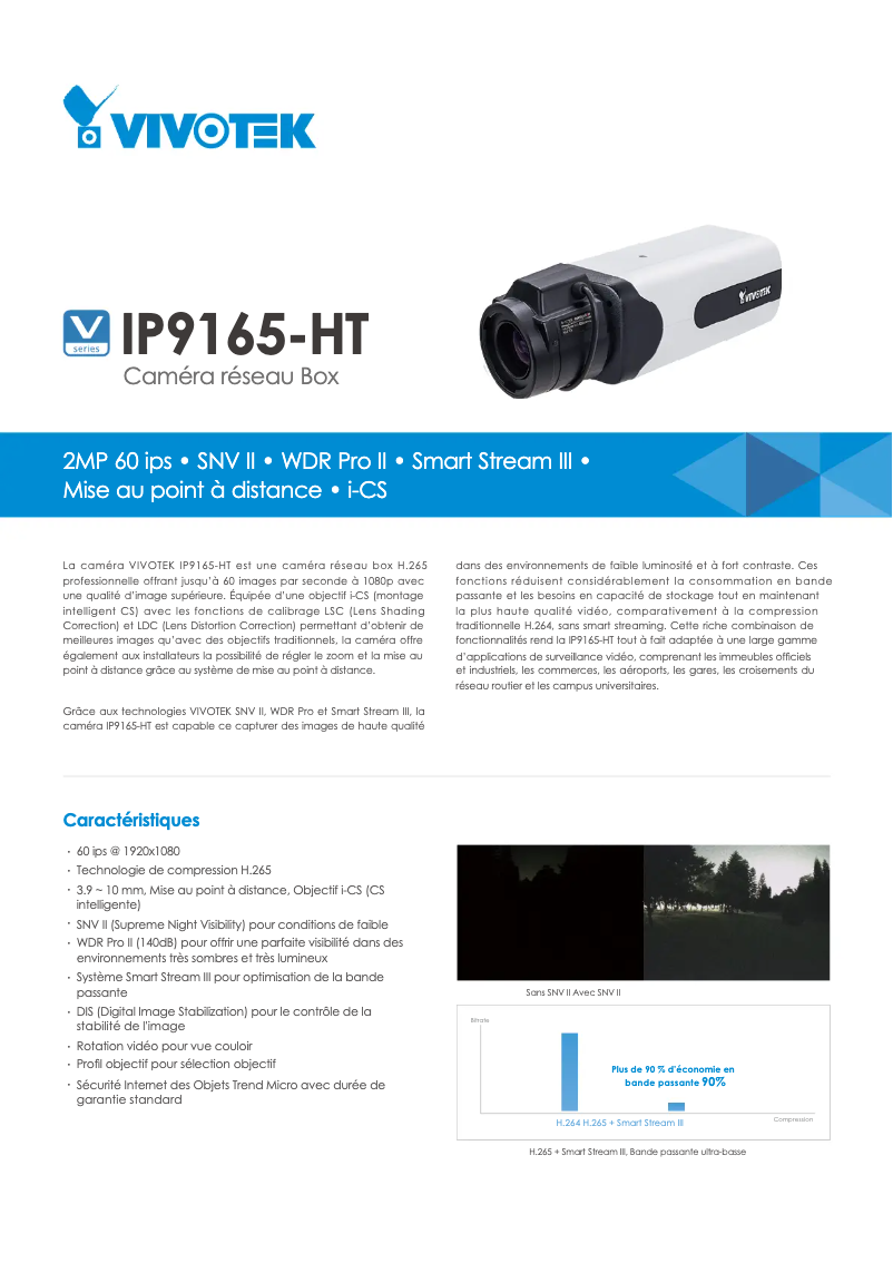 Page 1 de la notice Fiche technique Vivotek IP9165-LPR