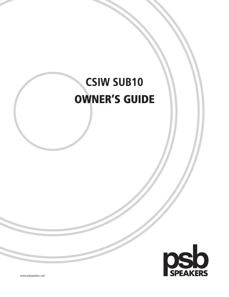 Page n°1 - Manuel utilisateur PSB CSIW SUB10