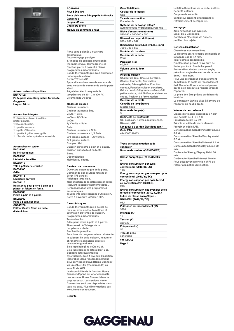 Image de la première page du manuel de l'appareil BO470102