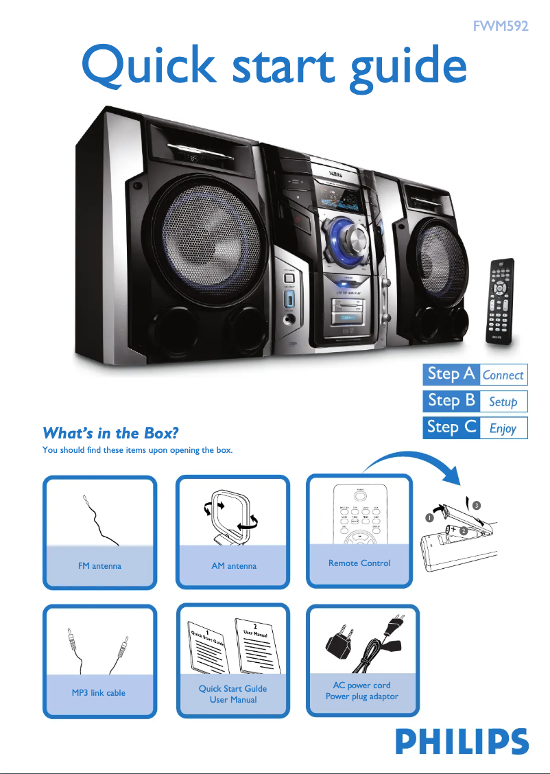 Página 1 del manual Guía de inicio rápido Philips FWM592