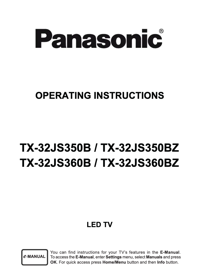 Page 1 de la notice Manuel utilisateur Panasonic TX-32JS350B