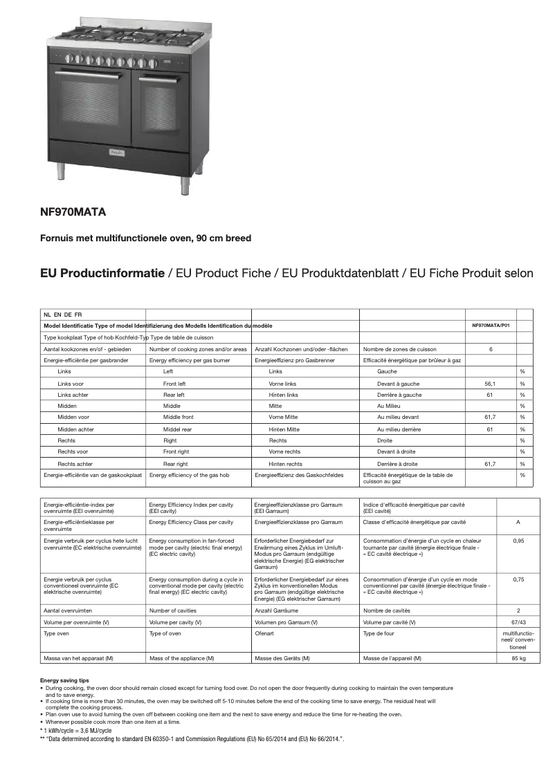 Página 1 del manual Ficha técnica Pelgrim NF970MATA