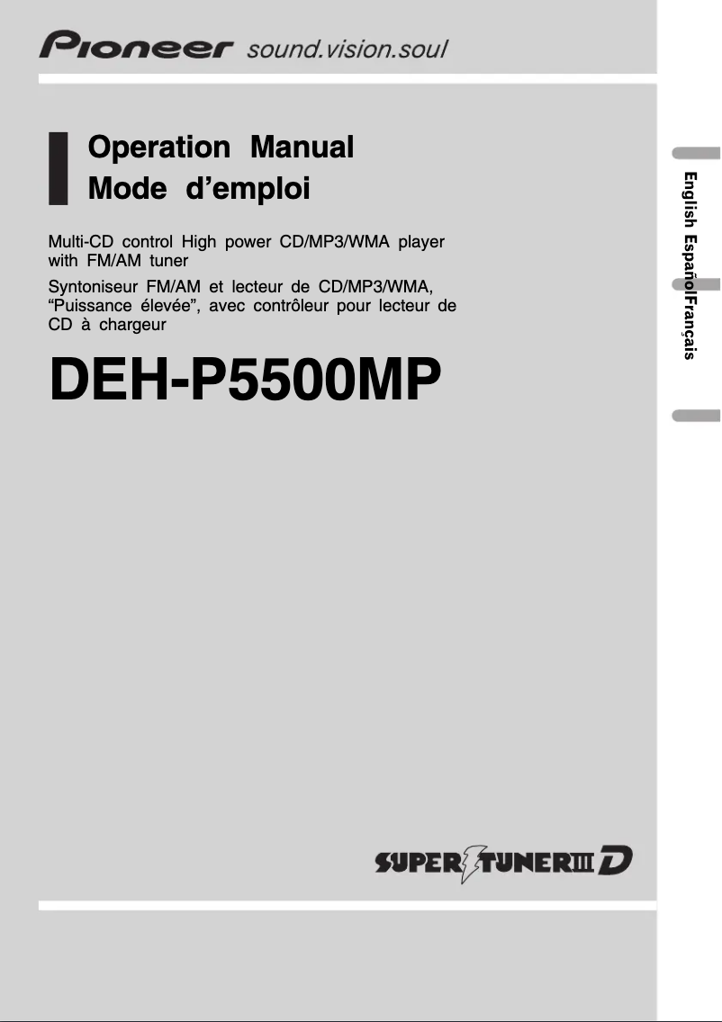 Image de la première page du manuel de l'appareil DEH-P5500MP