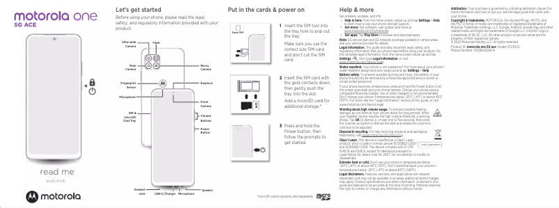 Image de la première page du manuel de l'appareil One 5G ACE
