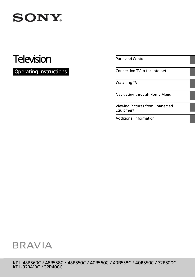 Page 1 de la notice Manuel utilisateur Sony Bravia KDL-32R410C