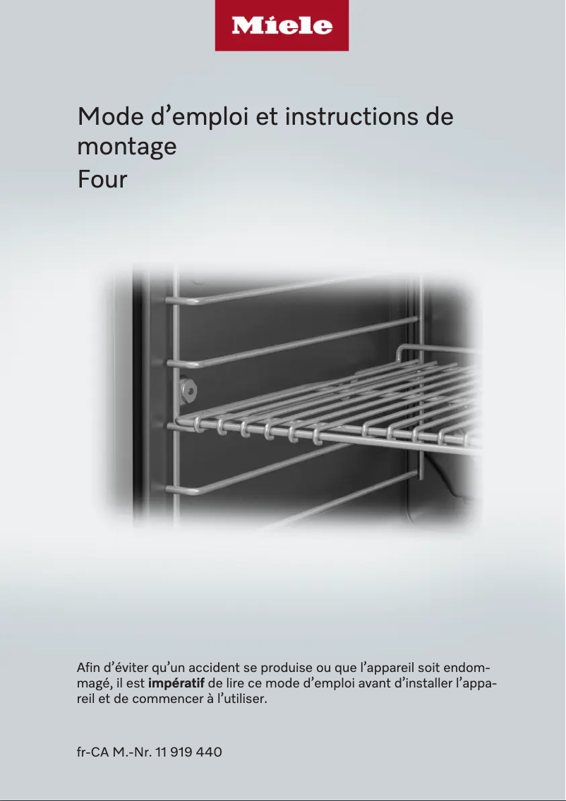 Page n°1 - Manuel utilisateur Miele H 7180 BP