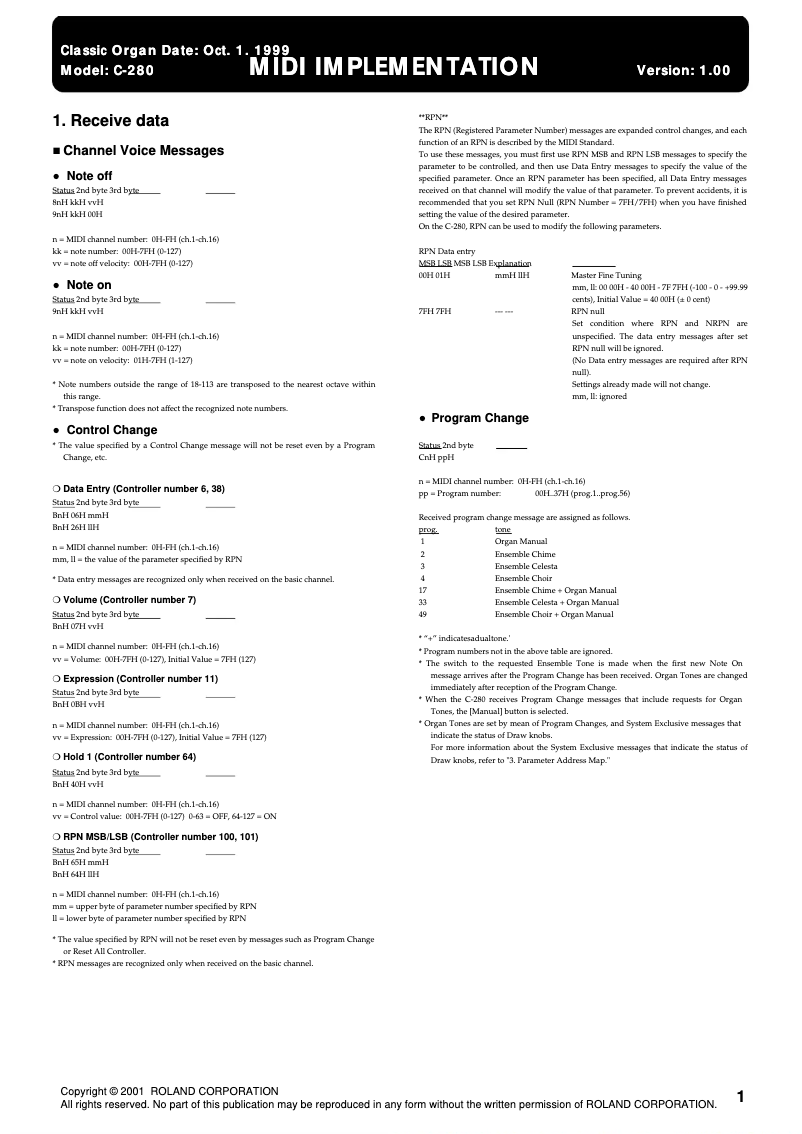 Image de la première page du manuel de l'appareil C-280