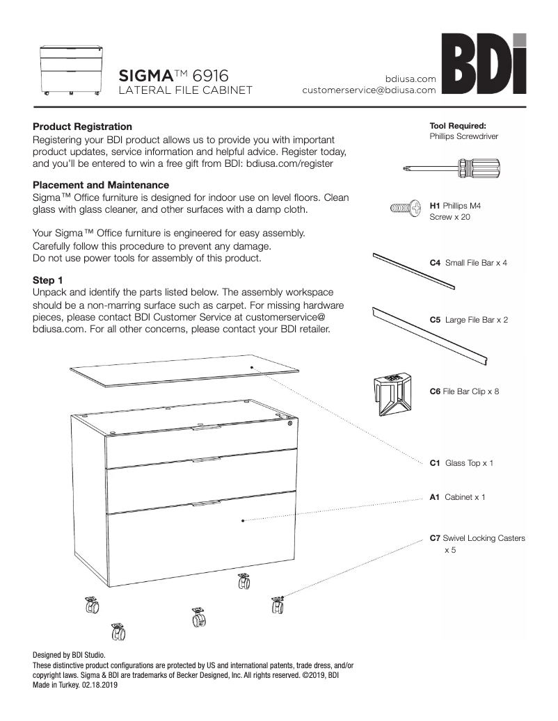 Page n°1 - Manuel utilisateur BDI Sigma 6916