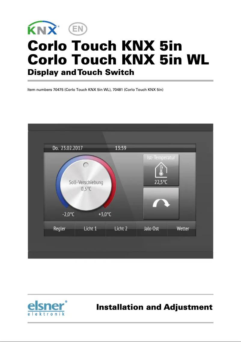 Page 1 de la notice Manuel utilisateur Elsner Corlo Touch KNX 5in WL