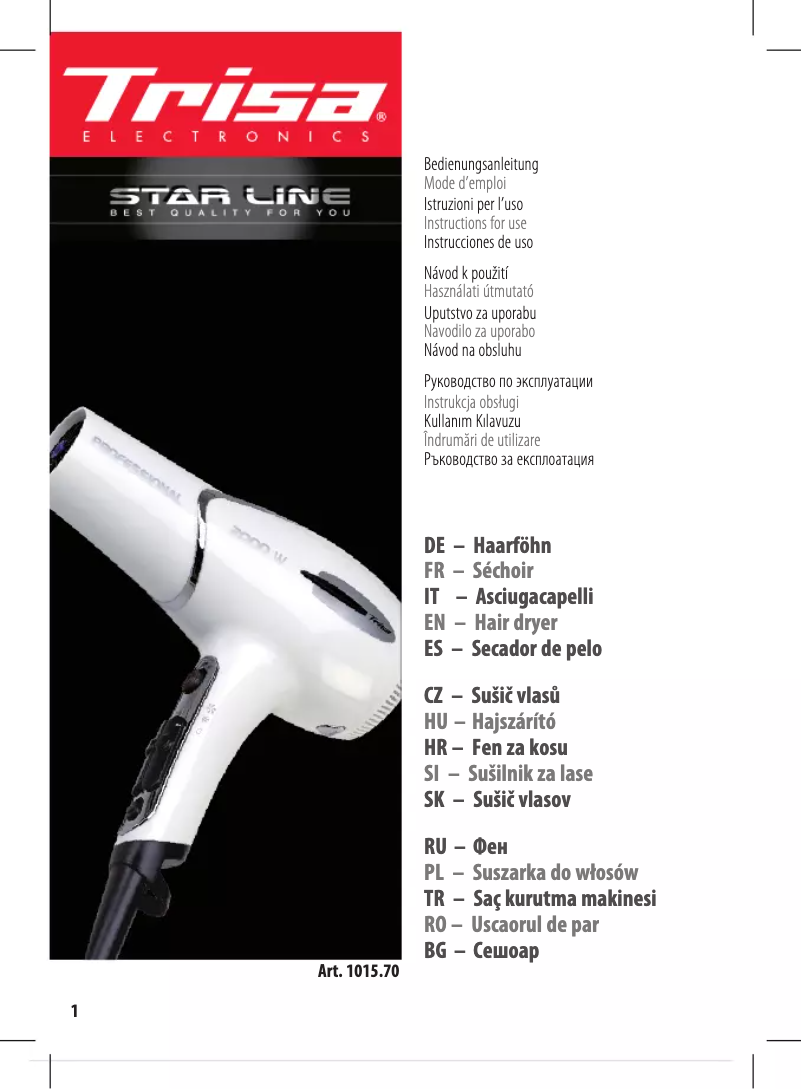 Image de la première page du manuel de l'appareil Star Line Platinum 2200