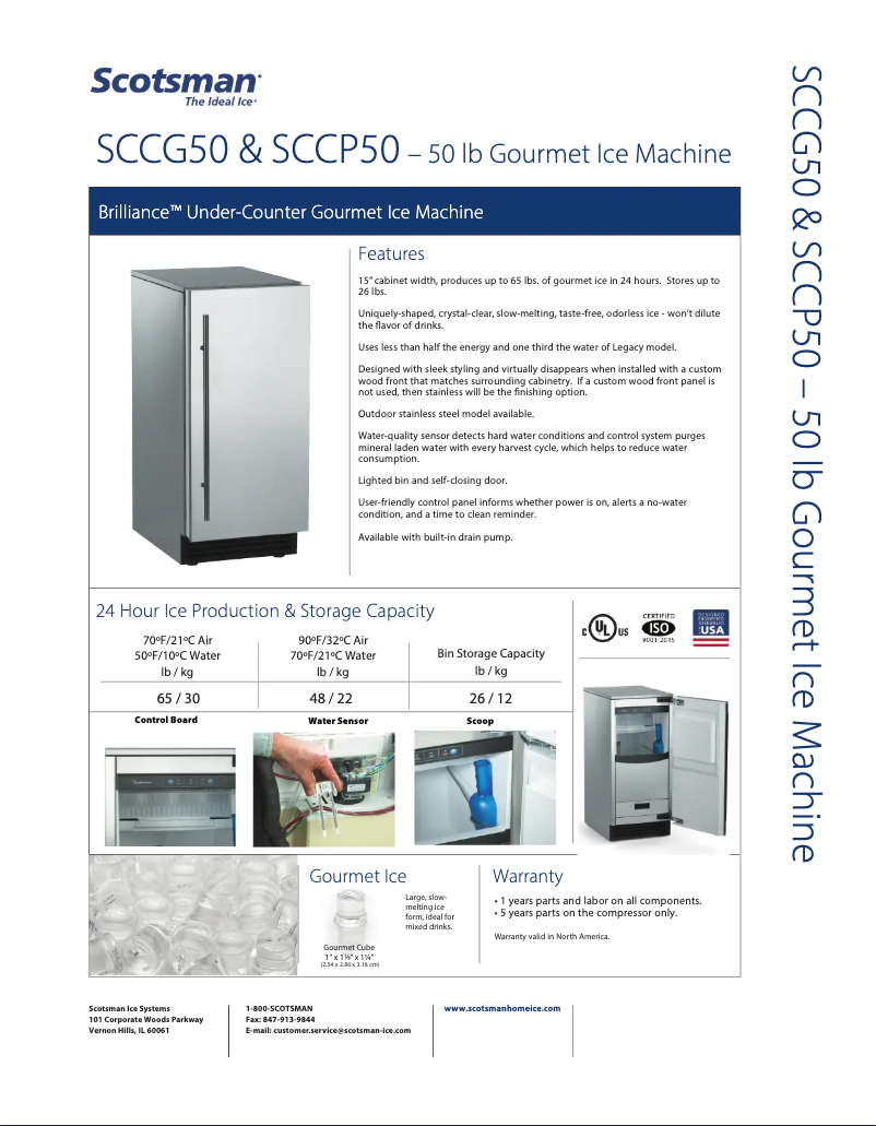 Page n°1 - Fiche technique Scotsman SCCP50