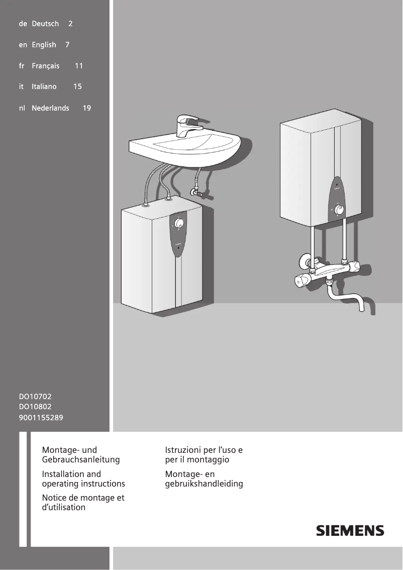 Page n°1 - Manuel utilisateur Siemens DO10702