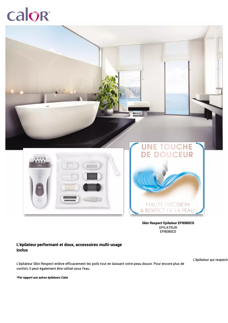 Page 1 de la notice Manuel utilisateur Calor Skin Respect EP8080