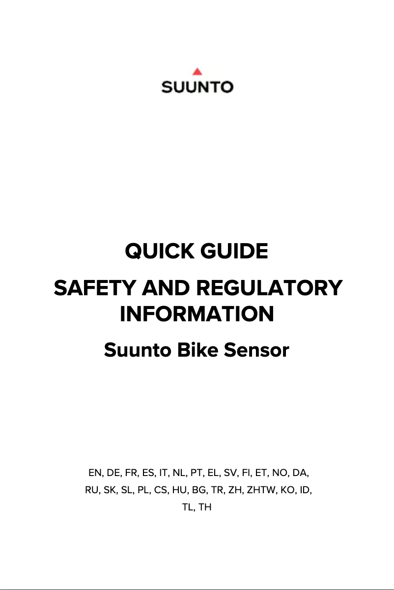 Imagen de la primera página del manual del dispositivo Bike Sensor