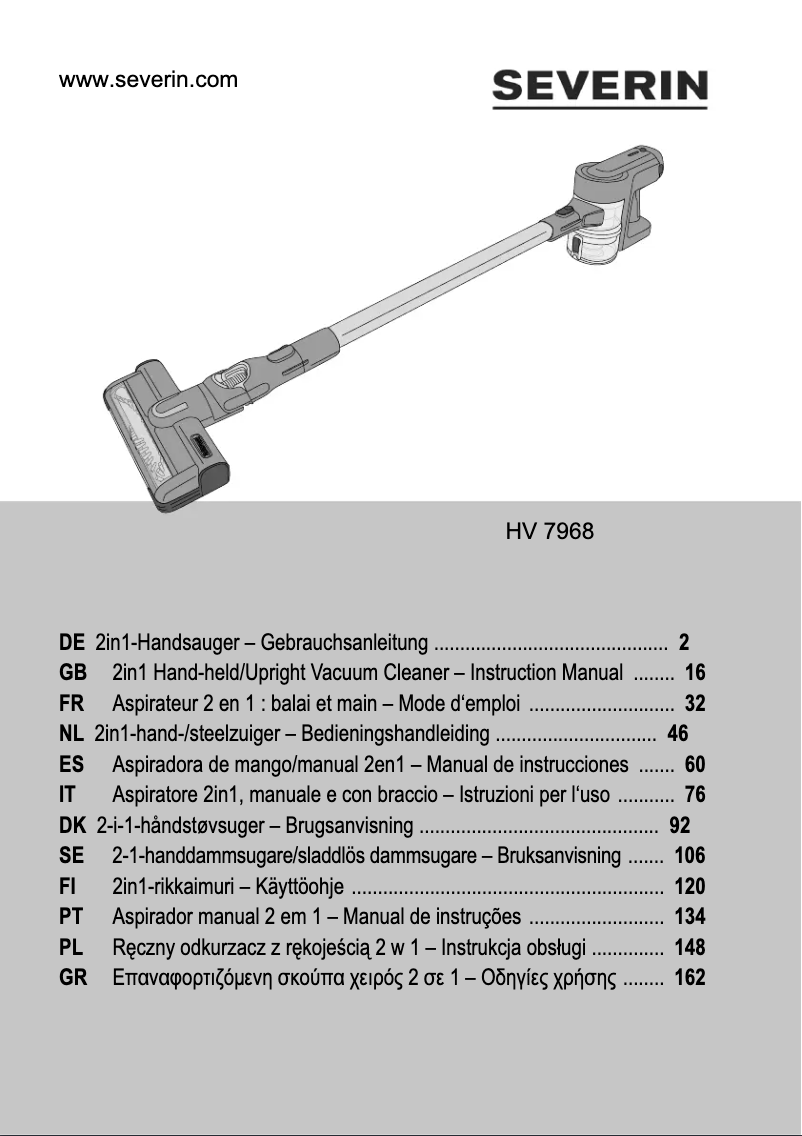 Page n°1 - Manuel utilisateur Severin HV 7968