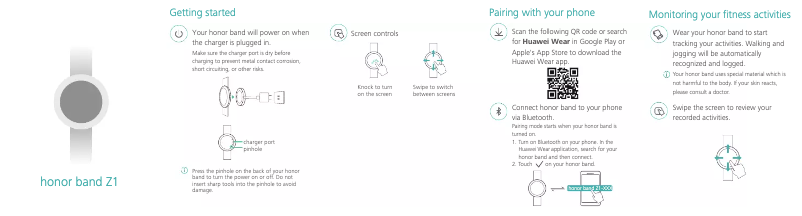 Image de la première page du manuel de l'appareil Band Z1
