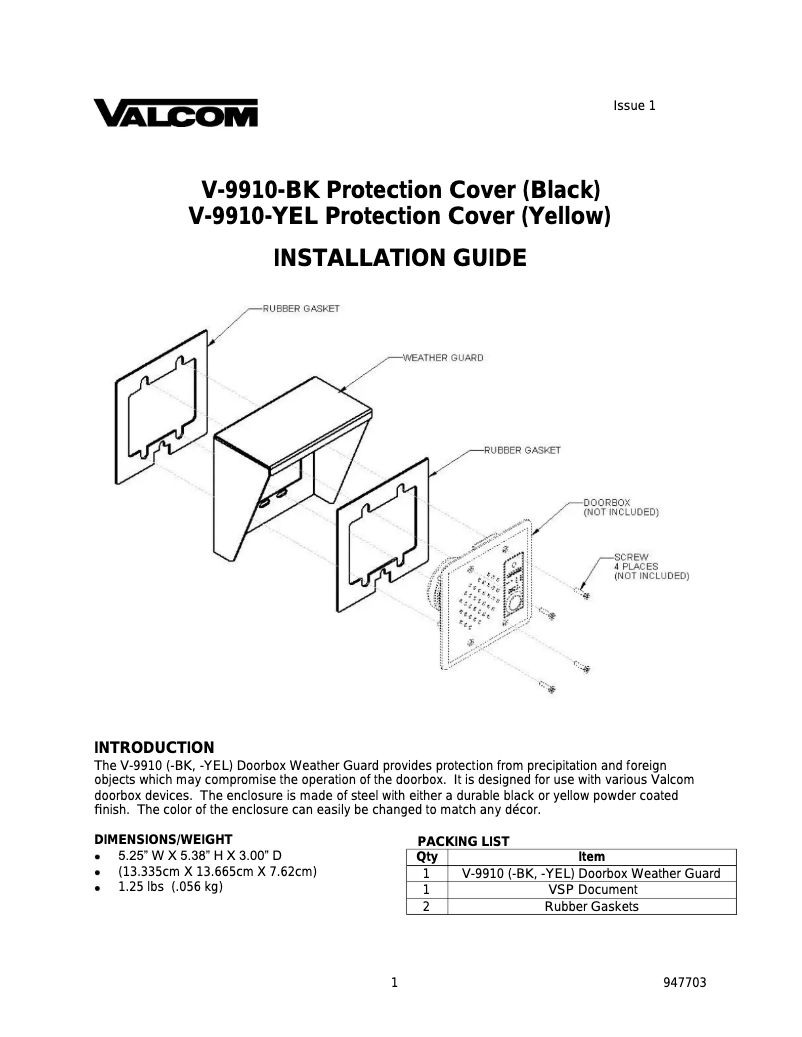 Página 1 del manual Manual de usuario Valcom V-9910