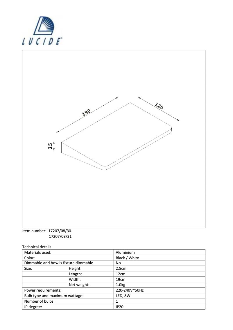 Page n°1 - Manuel utilisateur Lucide Boro