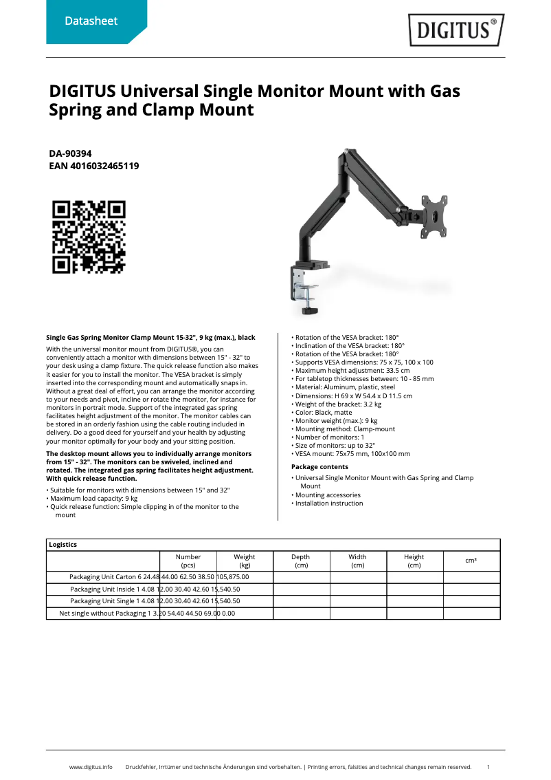 Page n°1 - Fiche technique Digitus DA-90394