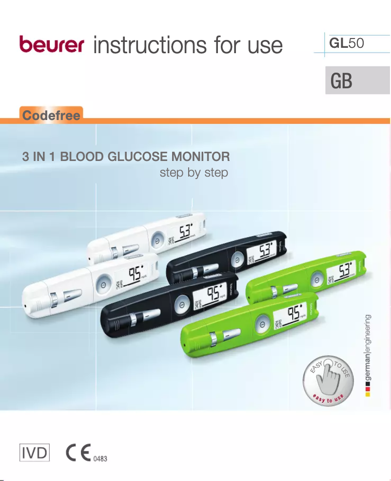 Page 1 de la notice Manuel d'utilisation et d'entretien Beurer GL50