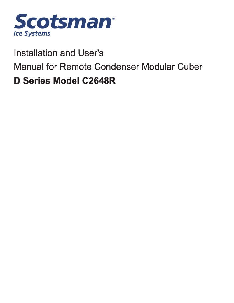 Page n°1 - Manuel utilisateur Scotsman C2648R-D