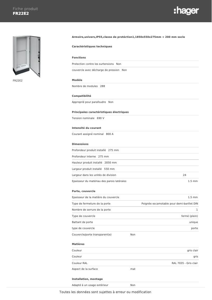 Image de la première page du manuel de l'appareil FR22E2