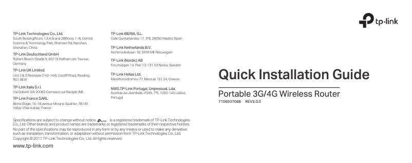 Image de la première page du manuel de l'appareil TL-MR3020