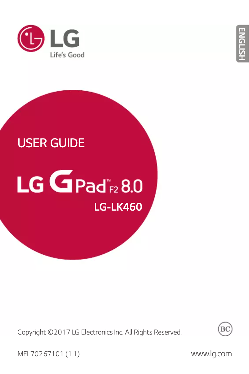 Page 1 de la notice Manuel utilisateur LG G Pad F2 8.0