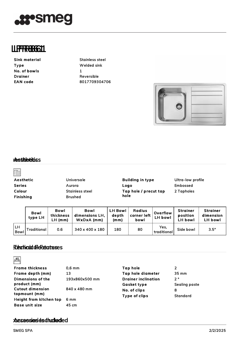 Page n°1 - Manuel utilisateur Smeg LPR861