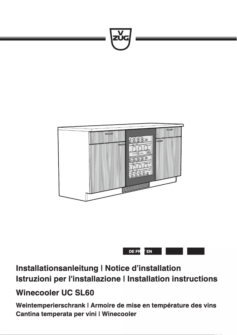 Page 1 de la notice Guide d'installation V-Zug Winecooler UCSL 60