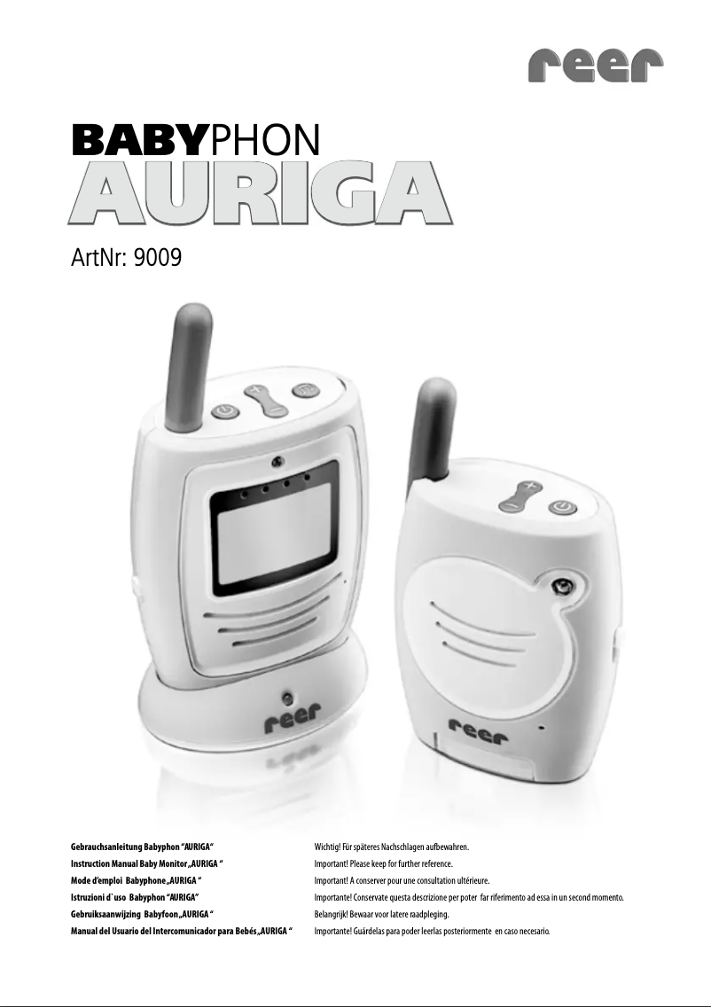 Page 1 de la notice Manuel utilisateur Reer Auriga